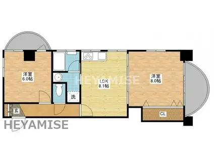 アサヒツインハイツ(2LDK/2階)の間取り写真