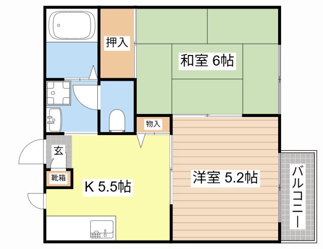 キャロットハウス(2K/1階)の間取り写真