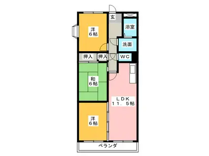 クレールメゾン(3LDK/4階)の間取り写真