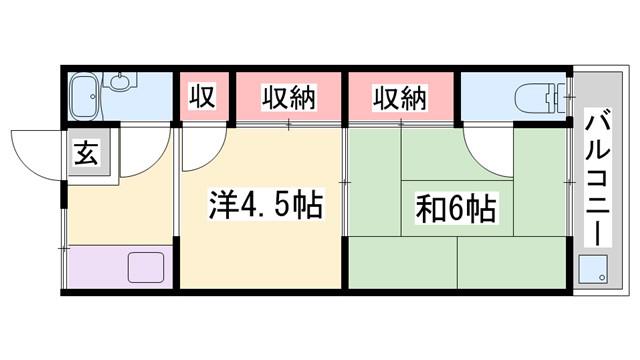 大崎荘(2DK/2階)の間取り写真