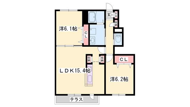 ル・パルク(2LDK/1階)の間取り写真