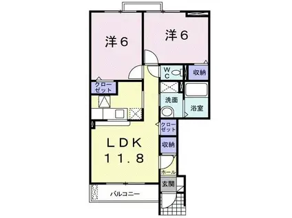セレーノI(2LDK/1階)の間取り写真