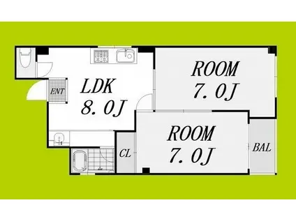 遠里小野ハイツ(2LDK/5階)の間取り写真