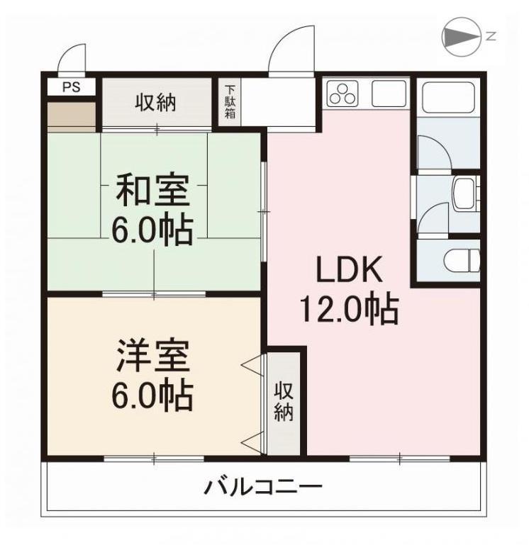 中村第一ビル(2LDK/3階)の間取り写真