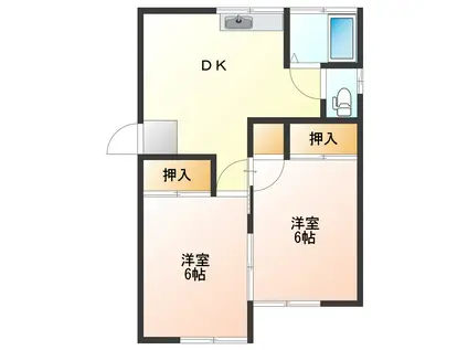 沼沢コーポラス(2DK/1階)の間取り写真