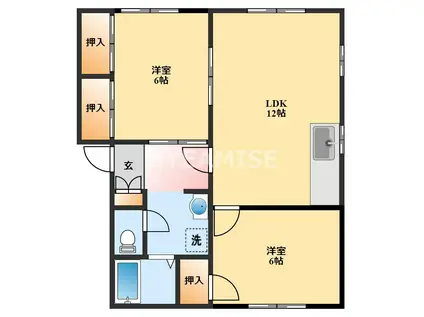 サンハイツ平山C(2LDK/1階)の間取り写真