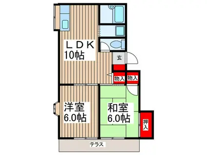 サンライズM(2LDK/1階)の間取り写真