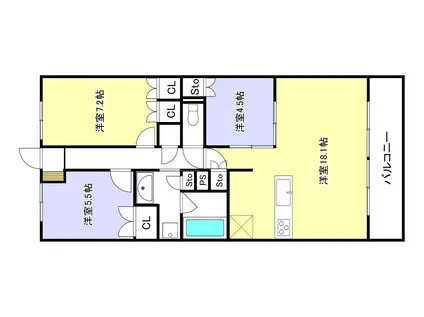 ザ・熊本ガーデンズ(3LDK/9階)の間取り写真