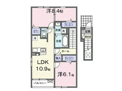コンフォーティア白石(2LDK/2階)の間取り写真