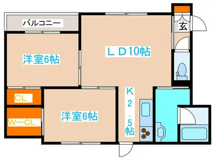 フルール(2LDK/2階)の間取り写真