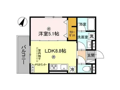 ピオーネ荘(1LDK/2階)の間取り写真