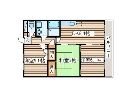 サニープレイスI(3DK/3階)の間取り写真