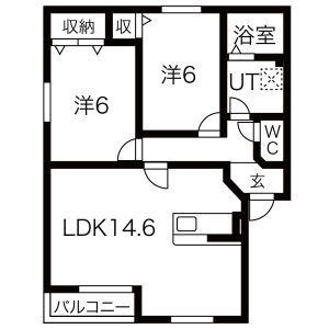パークメゾン曽根(2LDK/2階)の間取り写真