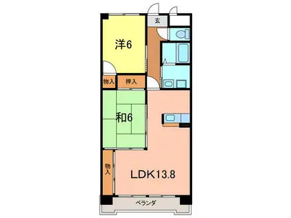 SOLE善明(2LDK/6階)の間取り写真