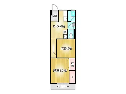 レジデンス輝鳴(2DK/2階)の間取り写真