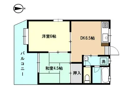 セイセンハイツII(2DK/1階)の間取り写真