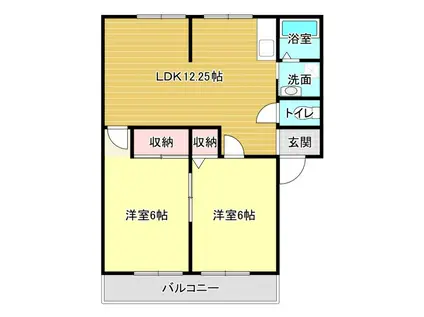 コーポミズシマ(2LDK/1階)の間取り写真