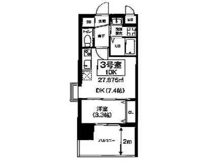 ビガーポリス486与力町公園II(1DK/2階)の間取り写真