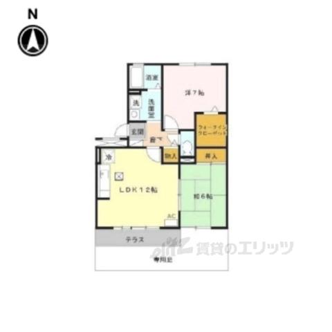 グランドールサンエイ(2LDK/1階)の間取り写真