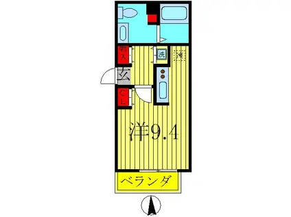 ウインベルデュエット我孫子(ワンルーム/1階)の間取り写真