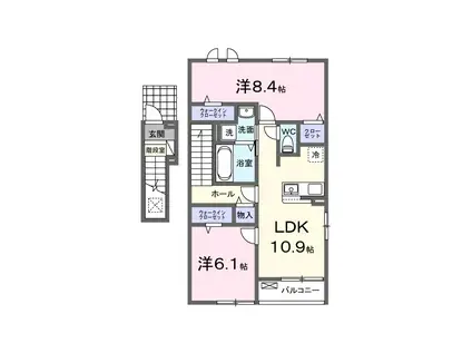 ヒルクレアイースト(2LDK/2階)の間取り写真