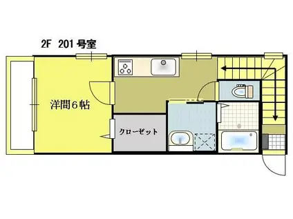 ドミール静II(1K/2階)の間取り写真