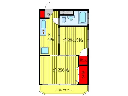 メゾン長崎(2K/3階)の間取り写真