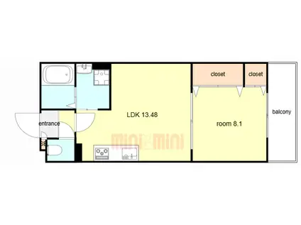 リアン名谷(1LDK/1階)の間取り写真