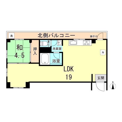 夙川カームマンション(1LDK/6階)の間取り写真
