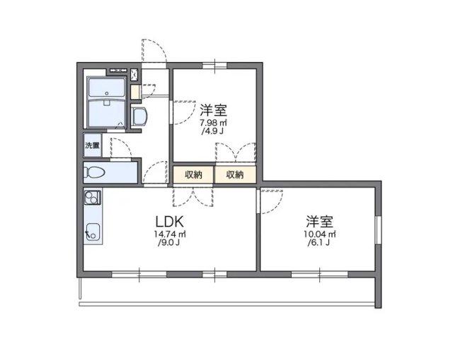 レオパレス翼IV(2DK/1階)の間取り写真