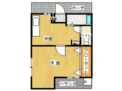 メゾンYUMI(1K/1階)の間取り写真