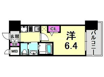 エステムコート神戸ハーバーランド前VIIレーベル(1K/13階)の間取り写真