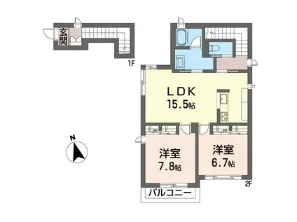 マーサルクス(2LDK/2階)の間取り写真