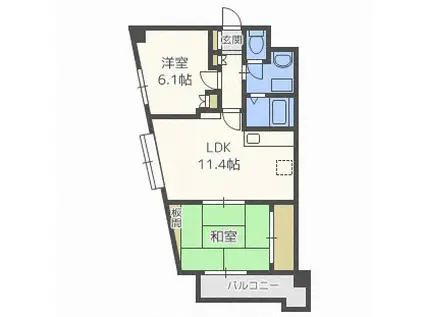 オーシャンビレッジ栄町(2LDK/2階)の間取り写真