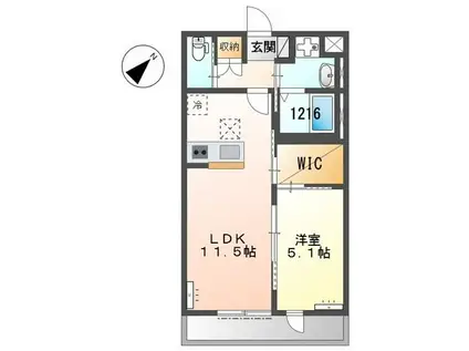 ペルルV(1LDK/2階)の間取り写真