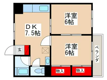 サンハイツ(2DK/3階)の間取り写真