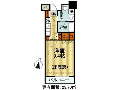 パークアクシス御茶ノ水ステージ(1K/1階)の間取り写真