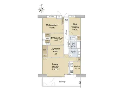 ジェイシティ宇品西ベイタウン(4LDK/3階)の間取り写真