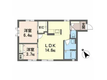 ボナール ニイミ(2LDK/1階)の間取り写真