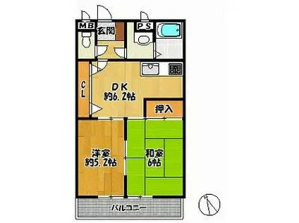 カサ高次(2DK/3階)の間取り写真
