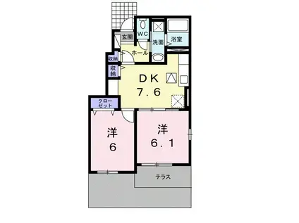 ワイズKII(2DK/1階)の間取り写真