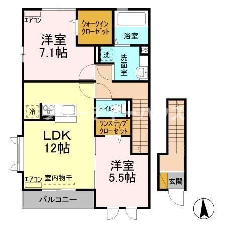 ピアヒルズ桜ヶ丘 C(2LDK/2階)の間取り写真