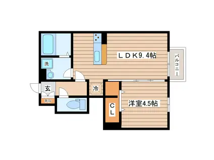 D-ROOM 太子堂(1LDK/1階)の間取り写真