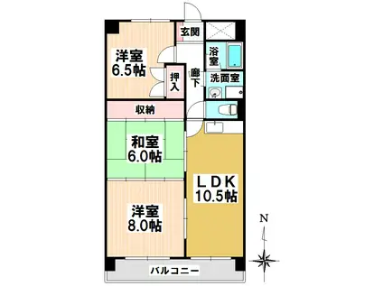 ひまりビル(3LDK/8階)の間取り写真