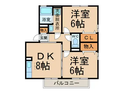メゾンプラム(2DK/1階)の間取り写真