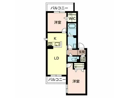 プレジール上中条B棟(2LDK/3階)の間取り写真