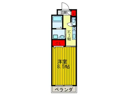 シャンテー枚方磯島(1K/2階)の間取り写真