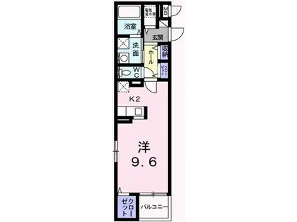 ファインコルソVI(1K/4階)の間取り写真