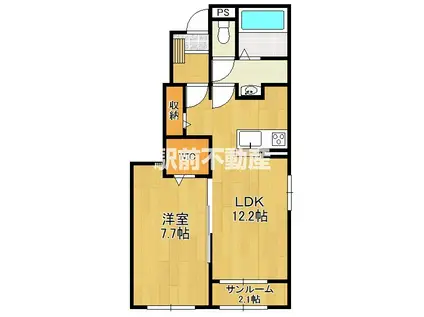 グラン スイート(1LDK/1階)の間取り写真