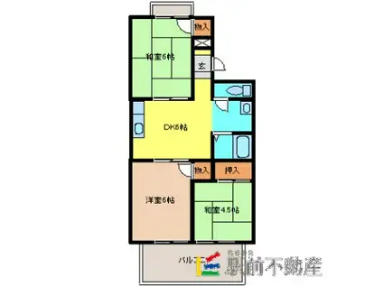 布津原ハイツ(3DK/2階)の間取り写真